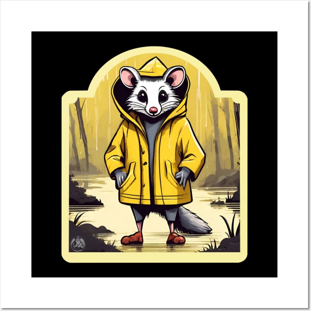 Opossum in a yellow raincoat Wall Art by Ilustradamus